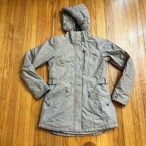 Columbia Coat Womens Small Thermal Coil Hooded Jacket Beige Winter *